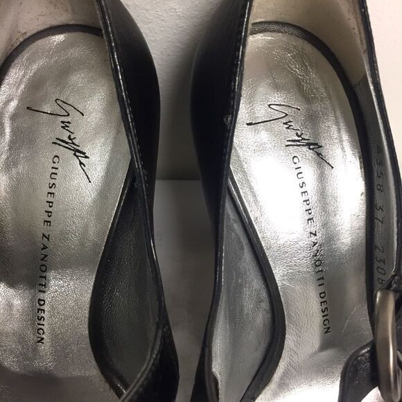 GIUSEPPE ZANOTTI Peep Toe Mary Jane Metallic Heels Silver Grey 7 - Picture 7 of 9